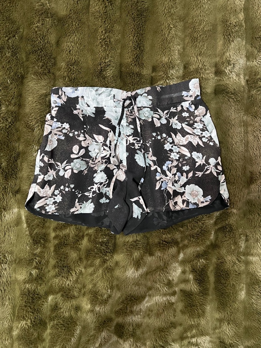 Shimmery Floral Black Shorts